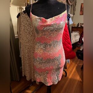 Selfie Leslie sequin pink mini dress